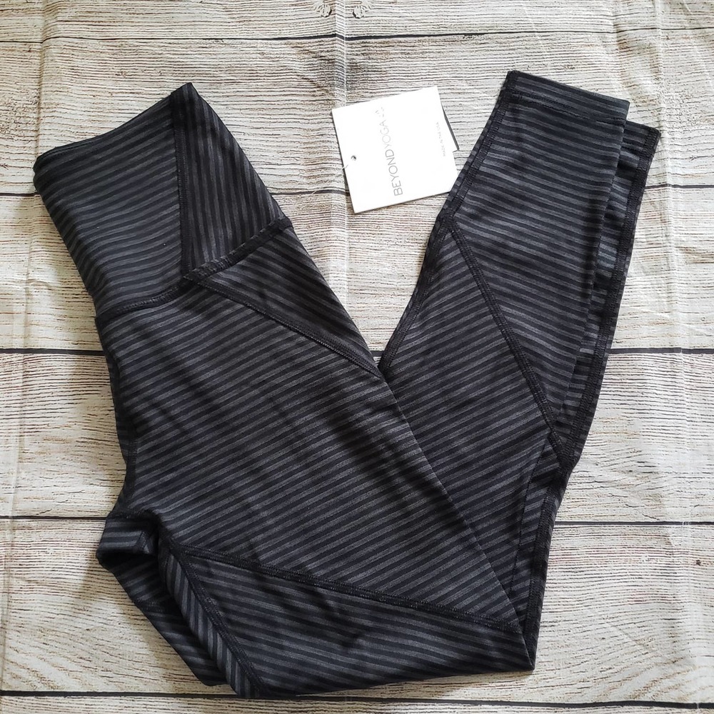 Beyond Yoga Black Striped Leggings